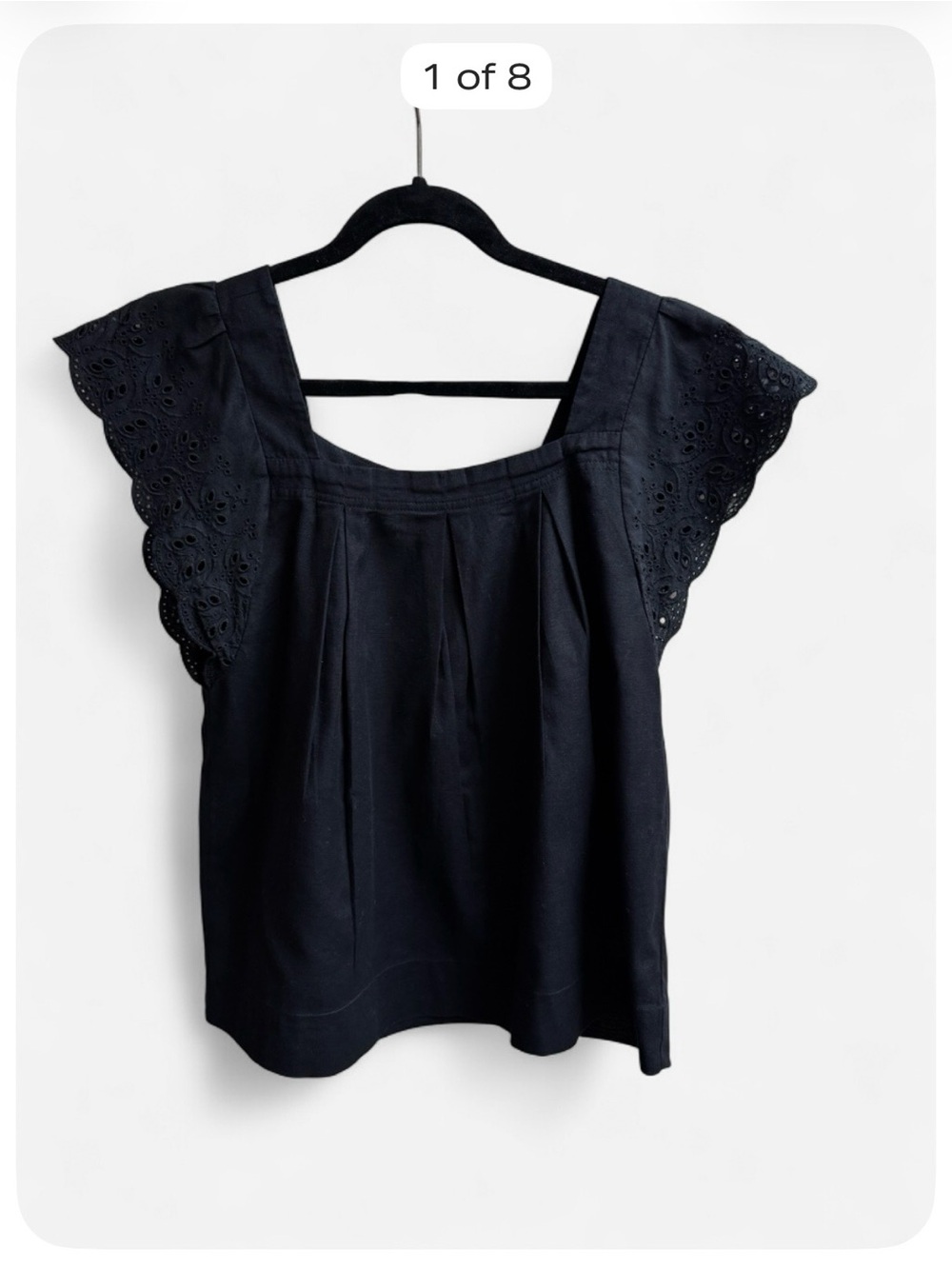 ANA A New Approach Black Eyelet Flutter Sleeve Blouse Women’s Medium
